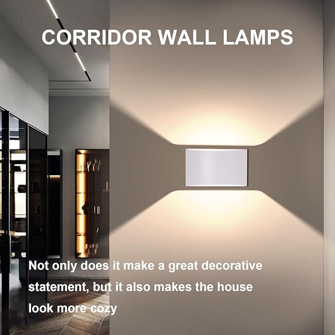 KICAAO Modern LED Wall Sconce,Warm White 3000K,Hardwired Indoor Outdoor Wall Lights Set of 2 Up and Down Wall Mount Light for Living Room Bedroom Hallway Corridor Conservatory(with G9 Bulbs) (White)