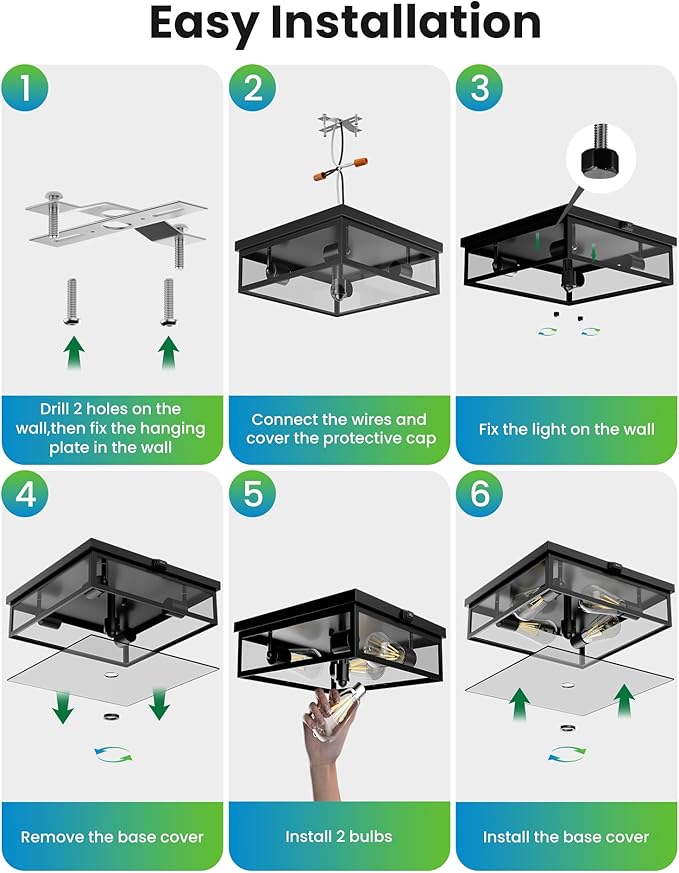 Caftersmark Outdoor Ceiling Light with Motion Sensor 14‘’, Flush Mount Porch Ceiling Light, lear Glass with Dusk to Dawn 4-Light Close to Ceiling Light Fixture for Patio,Porch,Garage