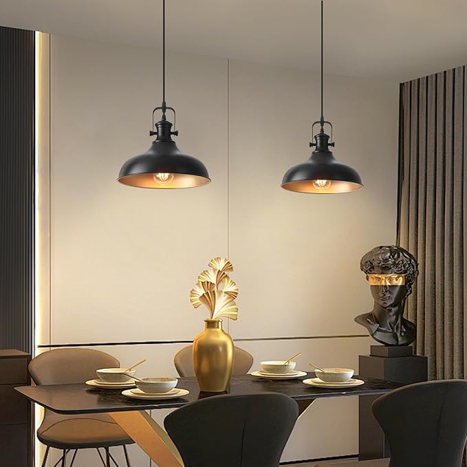 Black Pendant Lights Kitchen Island 3 Pack, 11.41" Kitchen Pendant Lighting, Farmhouse Pendant Light, Industrial Pendant Light, Island Lights for Kitchen Dining Room Bedroom