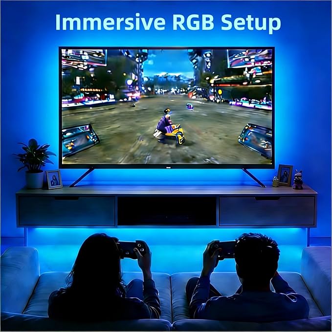 MORIACC LED Lights for TV, 16.4ft TV LED Backlight for 45-75 Inch TVs, Strip Lights with Music Sync, Bluetooth APP and Remote Control, USB Powered for Bedroom Gaming Home Decor