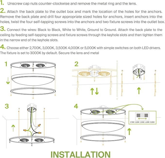 ASD LED 32" Oval Flush Mount Lighting, Close to Ceiling Light Fixture | 5CCT, Dimmable, ETL Listed | 50W 4195LM 2700-5000K 120V | Low Profile Double Ring Lamp | Nickel