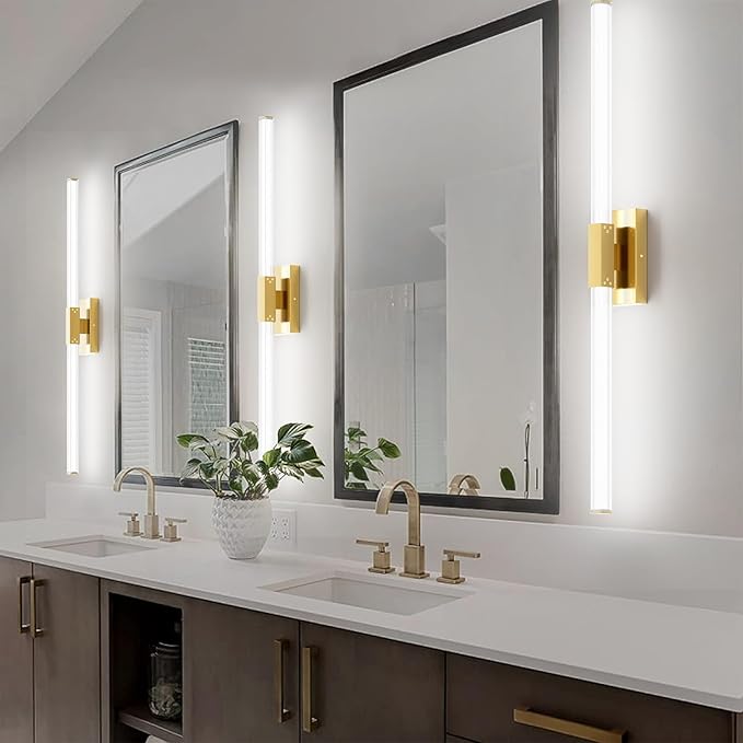 Ralbay Matte Gold 40inch Bathroom Vanity Lights Fixtures Over Mirror 32W Modern LED Modern LED Gold Vanity Light for Bathroom(5500K White Light)