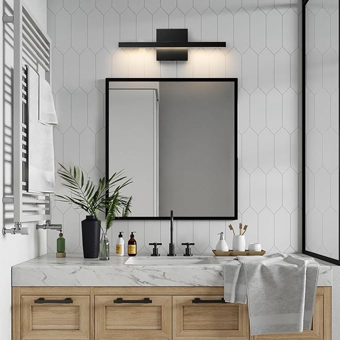 Epinl Black Bathroom Vanity Light - 15.7 inch 5CCT Modern Bathroom Light Fixture Over Mirror 12W LED Dimmable Wall Sconce Lighting Fixture for Bathroom Bedroom