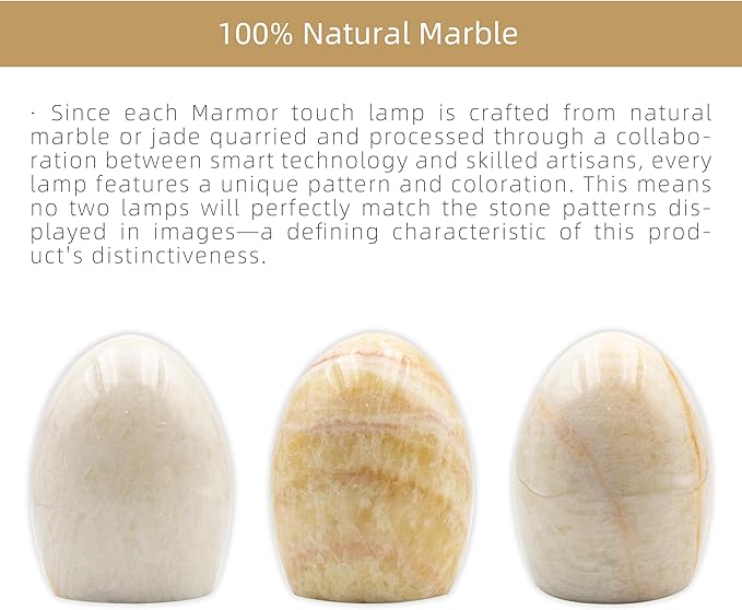 Marble Jade Touch Table Lamp Easter Egg Desk Bedside Cordless Lamps for Living Room Night Stands USB-C 3-Level Brightness, LED Night Light for Office Patio Camping Restaurant Home (Peach Jade)