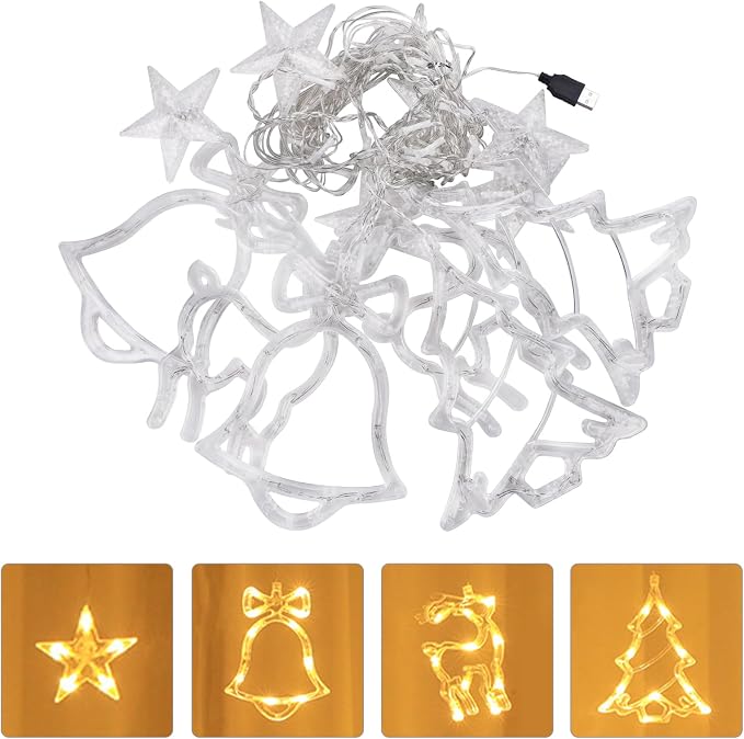 Curtain String Light Decorations 11.48FT Connectable Warm White Hanging Home Lamp USB Powered Fairy Light Indoor/Outdoor for Family Party Decor