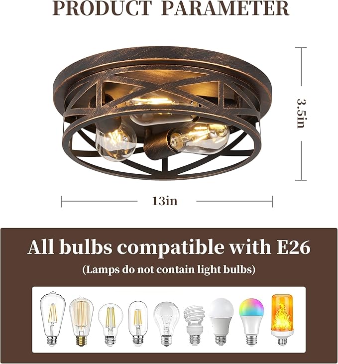 13 inch Flush Mount Ceiling Light Fixtures,3-Light Modern Hallway Light Fixtures Ceiling, Black Gold Lights Fixture Ceiling Mount for Farmhouse,Kitchen, Bedroom 1 Pack