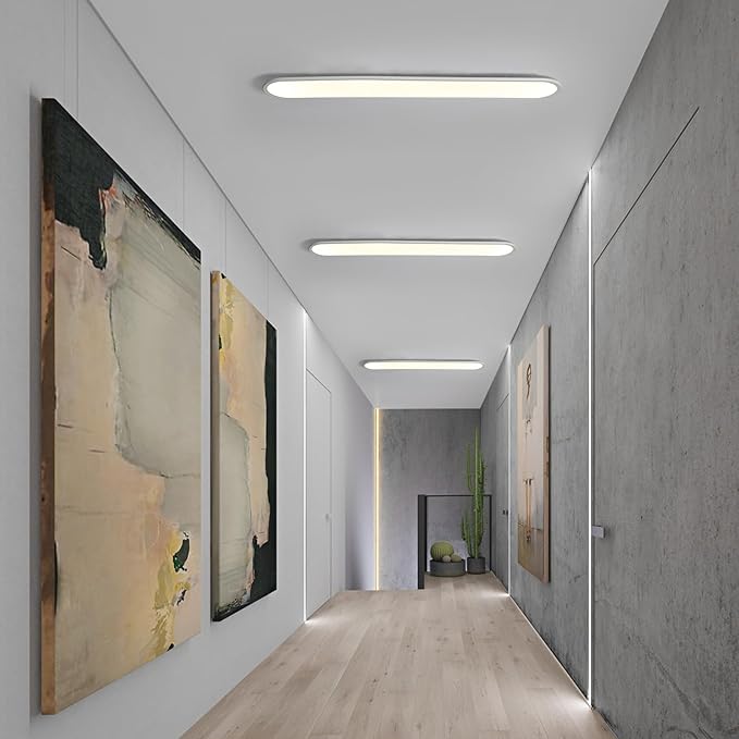 Ganeed 4FT LED Flush Mount Ceiling Light, 51W Dimmable Modern Linear Kitchen Ceiling Lamp, High Brightness Low Profile Long Ceiling Light Fixture for Shop Lighting Home Closet Laundry, White