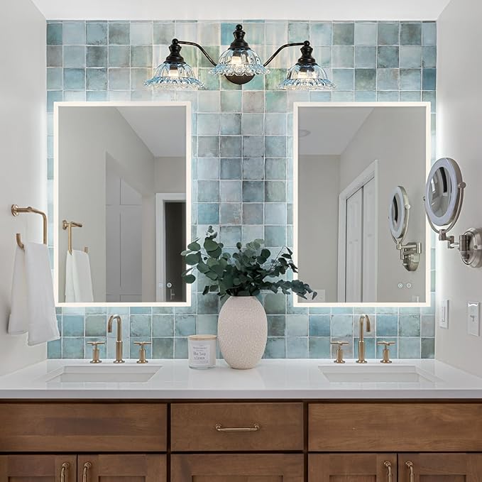 XIEDUN Blue and Black 3 Light Vanity Light Bathroom Vanity Light Fixture