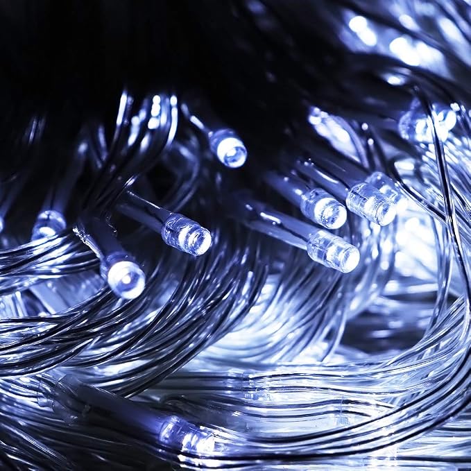 LED Net Lights Mesh Lights, 240LED Timer Tree Warp Fairy Lights Outdoor Hanging String Light for Christmas, Halloween, Garden, Walkway, Bushes Decor-9.8ft x 6.6ft(White)
