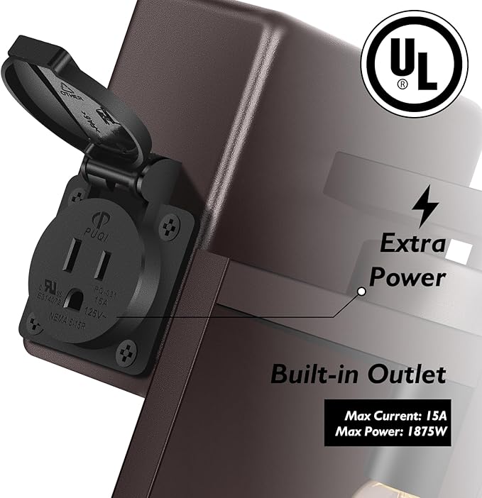 BesLowe 2-Pack Porch Lights with UL Certified Outlet, Modern Outdoor Wall Lights Exterior Lighting Fixtures Waterproof, Exterior Wall Sconces Outside Lights for House Front Door Garage, Brown