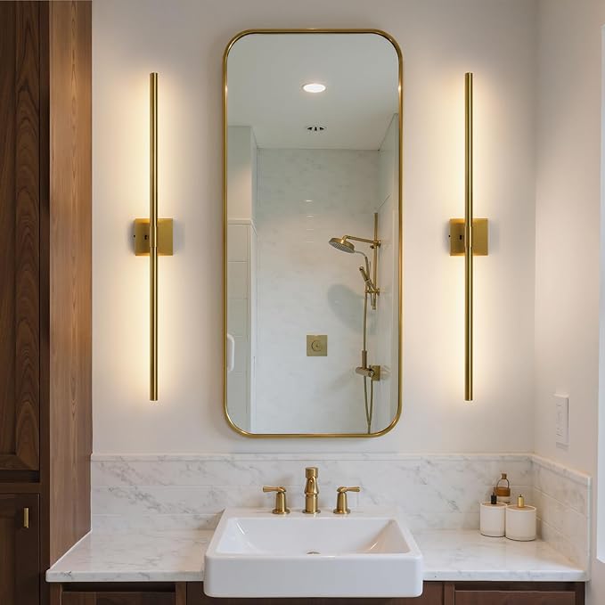 Gold Vanity Light Fixtures for Bathroom Over Mirror 40 inch LED Bath Sconces IP44 5CCT Adjustable Morden Picture Lights for Paintings (Built-in Dimmer)