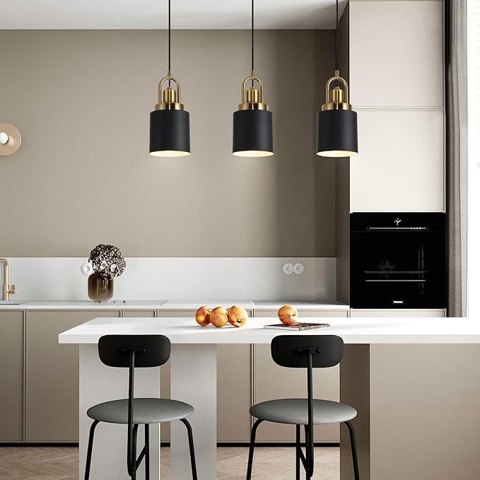 Modern Cylindrical Chandelier Black Hanging Light, Diameter 5.11 "for Kitchen Island, Kitchen Sink, Dining Room, Bedroom, Corridor