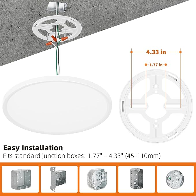 15 Inch LED Flush Mount Ceiling Light Fixture with Night Light, 30W 3000LM, 5CCT (2700K- 6500K) & Dimmable, White Round Ceiling Light for Bedroom, Kitchen
