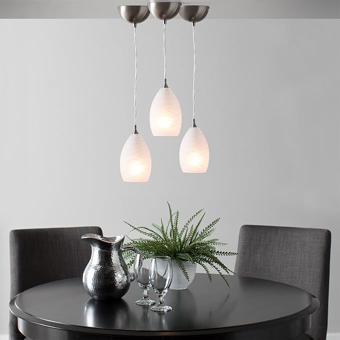 VAXCEL Milano Satin Nickel Mini Pendant Ceiling Light White Glass