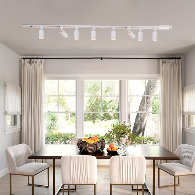 6 Lights LED Track Lighting Kit with 6.6FT H Track Lighting Rails & Floating Canopy Connector, GU10 Track Light Kit Modern Kitchen Track Lighting Fixtures Ceiling Spot Light, White - No Bulbs