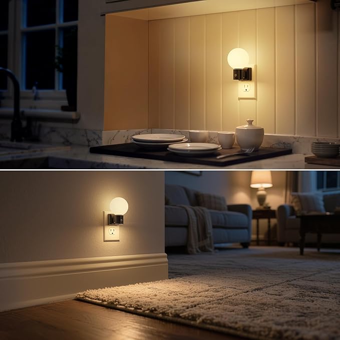 DORESshop Moon Night Light, Night Lights Plug into Wall, Dusk-to-Dawn Sensor, 3D Design 3000K Soft White, Dimmable Nightlights Indoor for Bathroom, Bedroom, Hallway, Stairs, 2 Packs