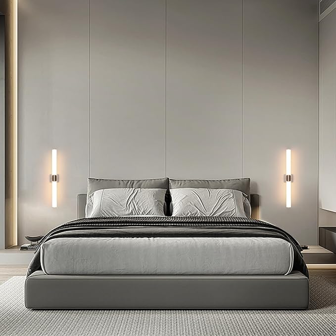 Modern Wall Sconce 30 Ihch Brushed Nickel Bathroom Sconces LED Wall Lighting Fixtures with Acrylic Shade Hardwired Long Vanity Lights Over Mirror for Bedroom Living Room Hallway