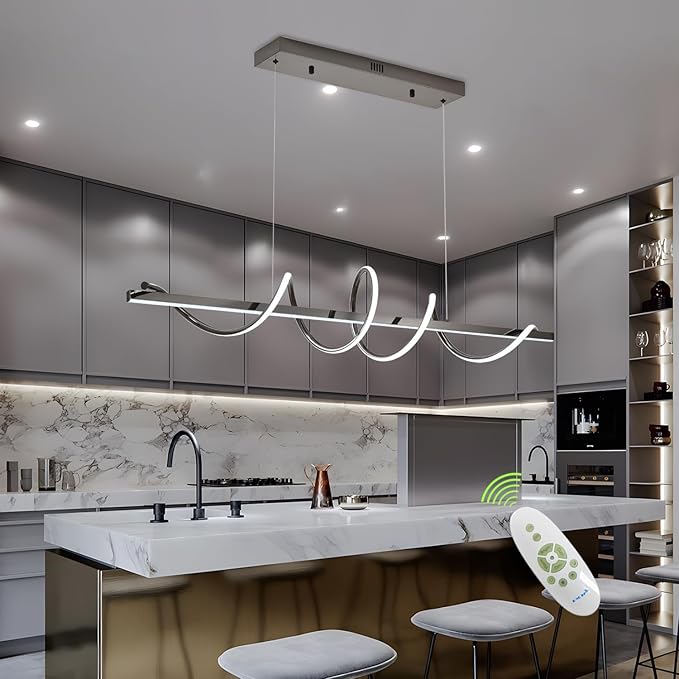Black Modern Chandelier for Dining Room,Creative Modern Led Pendant Light for Kitchen Island Lighting Dimmable 39.73" Twist Design Modern Led Chandelier 3000K-6500K Adjustable Color Temperature