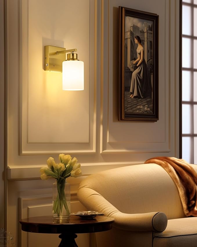 Rayogale Battery Operated Wall Sconce Set of 2, Gold Rechargeable Wall Lights with Timer Function, Easy Install Dimmable Cordless Wall Lamps Sconces Wall Decor for Living Room Bedroom Hallway, 3000K