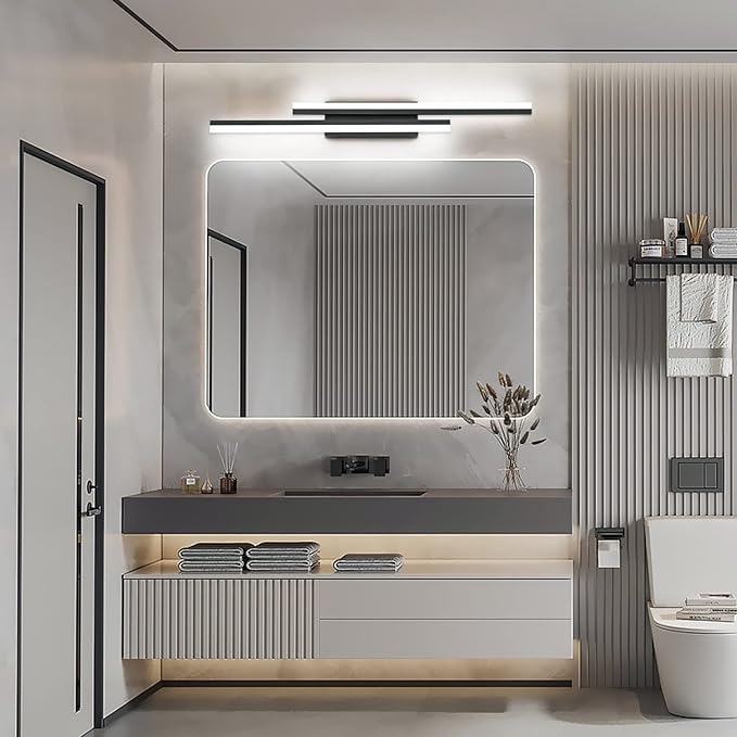 PRESDE 40" LED Bathroom Vanity Light, Modern Black Wall Bar Fixture Over Mirror Dimmable