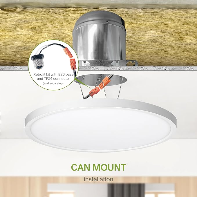 ASD LED 12" Round Flush Mount Ceiling Light Fixture, Low Profile Surface Lighting | 5CCT, Dimmable, Ultra-Thin, ETL Listed | 24W 1900LM 2700-6000K 120V | Kitchen, Bedroom, Hallway Lamp | White, 4 Pack