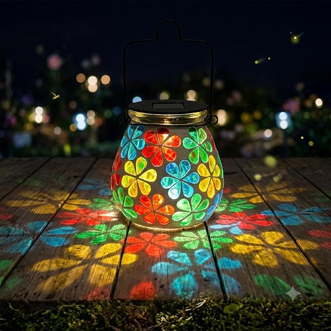 Bshine Mosaic Solar Lantern Outdoor Hanging Waterproof, Sunflower Mosaic Light Indoor Decorative Table, Garden Decor for Yard Outside, Path, Courtyard, Lawn, Birthday Gift for Mom Women Gardening