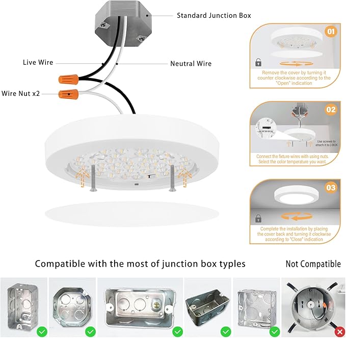 7 inch Flush Mount LED Ceiling Light Dimmable Ultra Slim Round Flat Ceiling Lamps 5CCT-2700K/3000K/3500K/4000K/5000K LED Ceiling Lights for Kitchen,Bathroom,Hallway ETL Listed 3 Pack(White)