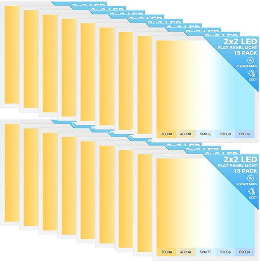 AIKVSXER 18 Pack 2x2 LED Flat Panel Light, Recessed Drop Ceiling Light Kitchen Lighting Fixtures,Bright 6500LM,0-10V Dimmable,Switchable 3000K/4000K/5000K/5700K/6500K, 30W/35W/40W/45W/50W