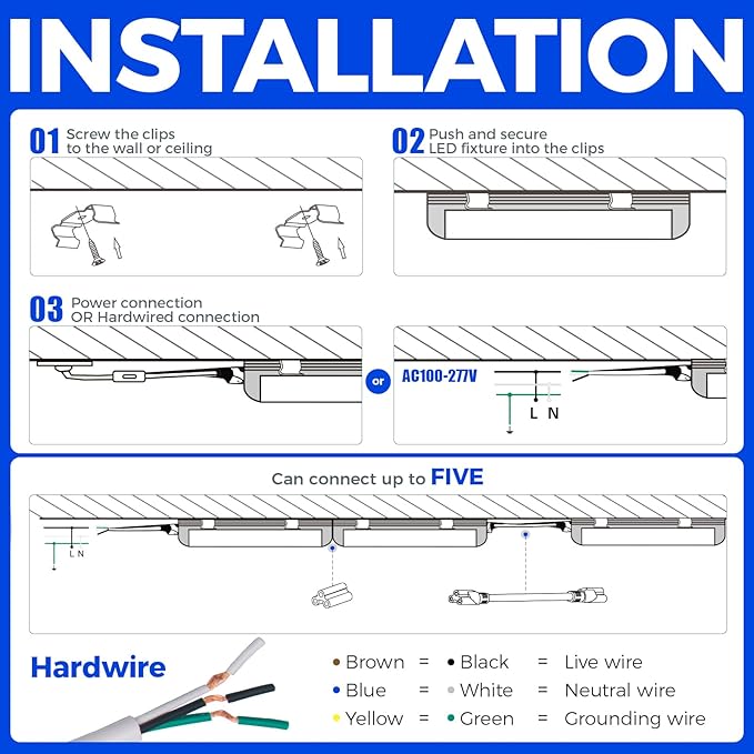 Barrina T8 LED Shop Light 6FT 60W 8500LM 5000K, Clear Cover, Garage LED Lights Ceiling, V-Shape LED Light Fixture, Work Shop LED Lights for Garage, Warehouse, Basement, ETL Listed, 10 Packs
