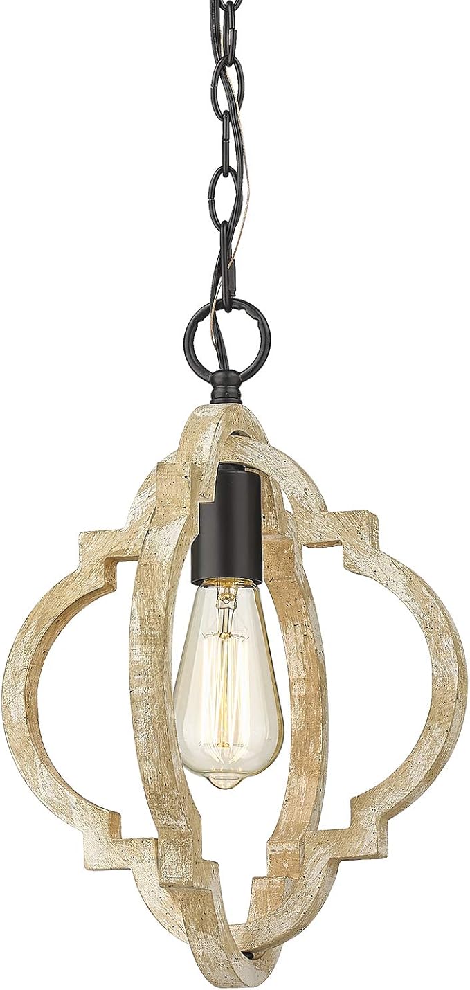 Pendant Lights for Kitchen Island, Farmhouse Wood Light Fixtures, Adjustable Height Hanging Pendant Lights for Foyer, Dining Room, Entryway