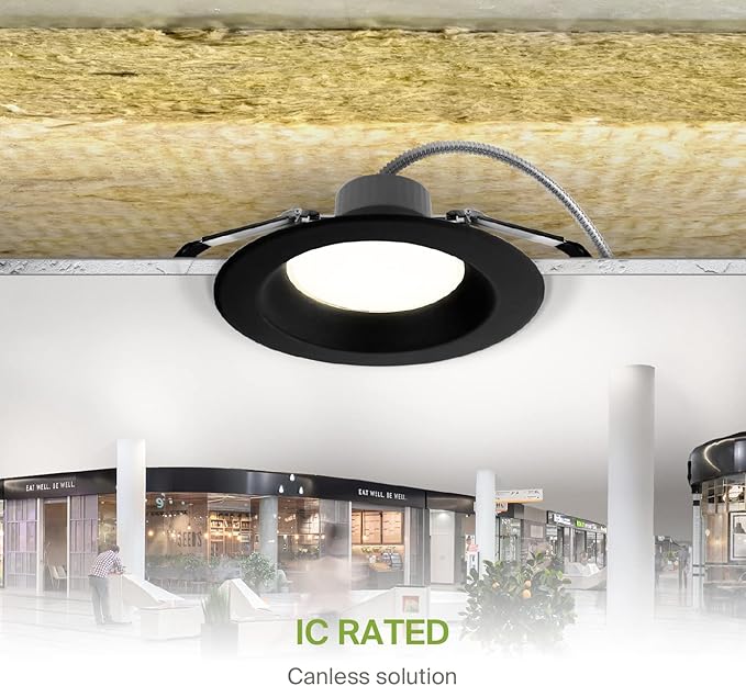 ASD 8 Inch Commercial Canless LED Downlight, Power Adjustable 12/20/30W Lighting, Dimmable Recessed Ceiling Light Fixture, 5 Color Temperatures 2700K-5000K, 120-277V IC Rated UL & Energy Star 4 Pack