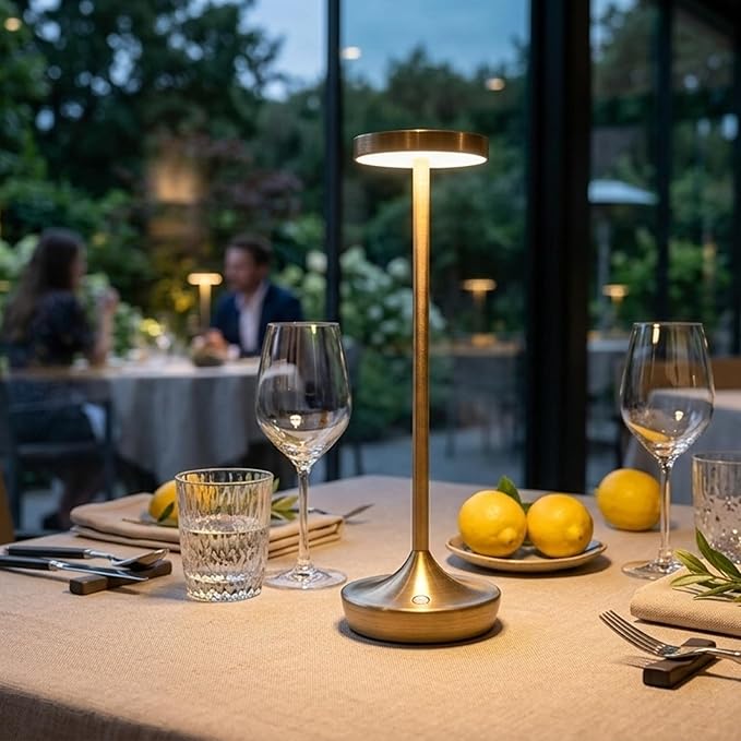 Cordless Table Lamps, Rechargeable 6000mAh LED Desk Lamps, Up to 60 Hours, Touch Control with 3-Level Dimming, Portable Waterproof Lights for Restaurant, Dining Table, Patio & Home (Bronze)