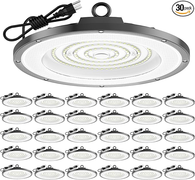 AIKVSXER LED High Bay Light UFO Shop Light 200W 30000LM 6000K Daylight Super Bright IP65 Waterproof for Warehouse Garage Barn Factory Workshop 5FT Cord with US Plug 30 Pack