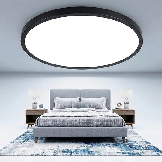 16.5 Inch Large Flush Mount Ceiling Light Fixtures, 4200 Lumens 32W Ceiling Lamp, 2700K-6500K Selectable & Dimmable, 0.86 Inch Extremely Thin Black Modern Flat LED Ceiling Lights for Bathroom, 1 Pack