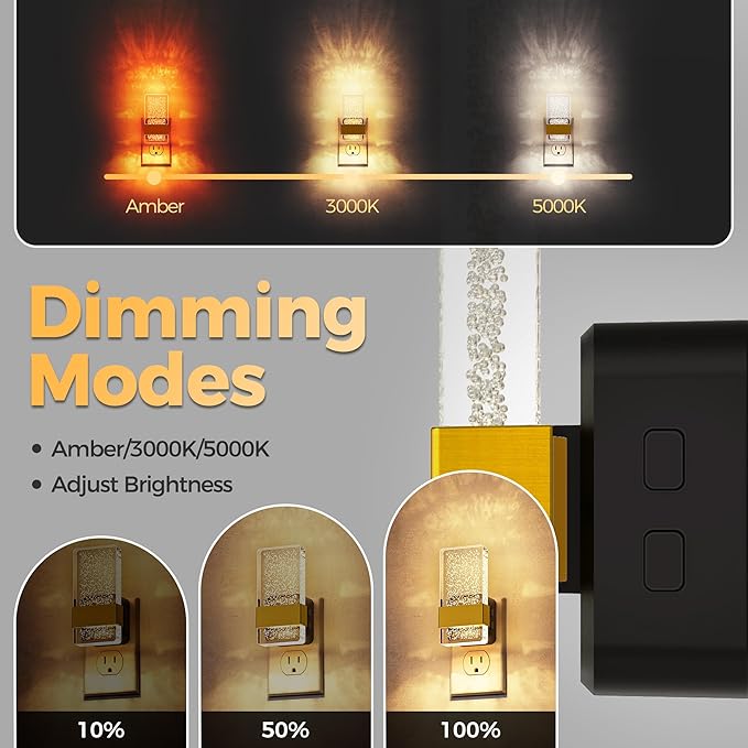 DORESshop LED Night Lights Plug into Wall, 3 Level Dimmable Night Light, Bubble Decorative Nightlight, Dusk to Dawn Sensor, Wall Sconce-Style Design Nightlights for Bathroom, Hallway, 3CCT