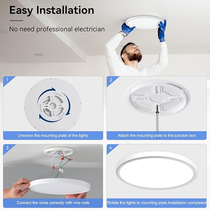 6 Pack 12 Inch Dimmable LED Flush Mount Ceiling Light Fixture 28W 3200LM 5 Color Temperature in One Super Slim Round Ceiling Lamp Low Profile Ceiling Lights for Living Bedroom Kitchen Laundry White