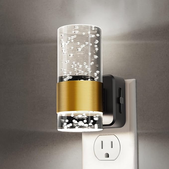 Night Light, 1-Pack Decorative Night Lights Plug into Wall, Dimmable Night Light with Auto Light Sensor, Bright White 5000K, Wall Sconce-style Design Nightlight for Bathroom,Bedroom,Hallway