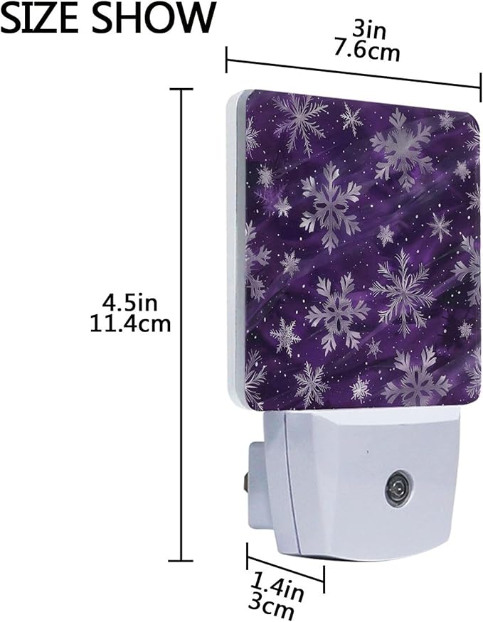 Winter Snowflake Purple Night Light LED Sensor Set of 2 Christmas Snowman Xmas Table Desk Lamps with Adjustable Brightness Eye-Caring for Home Bedroom Office Parlour