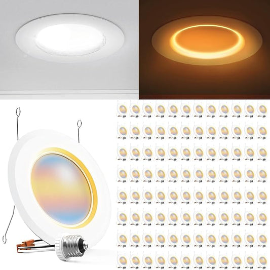 Sunco 96 Pack 6 Inch Recessed Light with Night Light, LED Can Lights Retrofit Lighting, 1000 LM, 12W, Selectable CCT 2700K/3000K/4000K/5000K/6000K, Dimmable, Damp Rated ETL