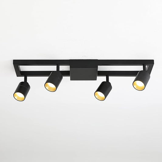Shura - Square 4-Light Black Integrated LED Ceiling Light w/Rotatable Heads, Adjustable Flush Mount Ceiling Light, 3000K, 1820 Lumens