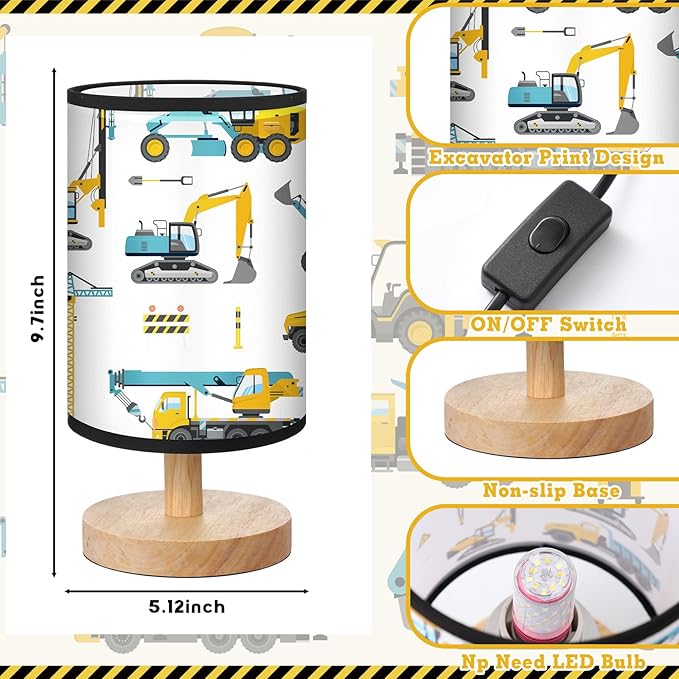 Construction Truck Table Lamp Gifts 3 Colors Dimmable Lights Construction Room Bedroom Decor 9.72 x 5.12 Inch Excavator Night Light Bedside Lamps Decoration for Bedroom Desk Birthday Gifts for Home