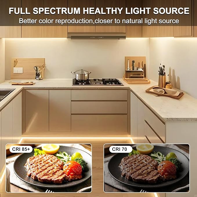 COB LED Strip Lights 5V USB Powered Dimmable LED Rope Lights 3000K Warm White 10ft TV Backlights,Flexible LED Strip Lights Under Cabinet Light for Bedroom,Kitchen,Shelf Lighting