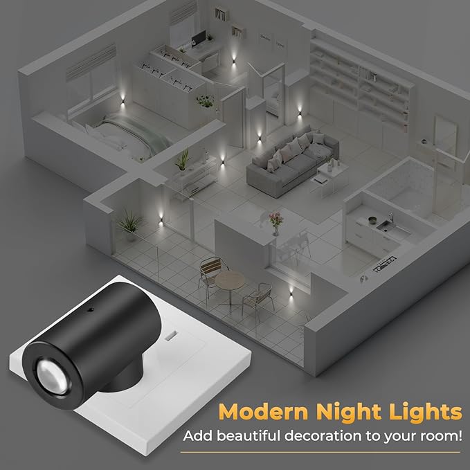 TSEXES LED Night Lights Plug into Wall,Dimmable Plug in Night Light,Dusk to Dawn,5000K Daylight,0-200LM Bright Nightlight Auto-On/Off, Night Lights for Bathroom Hallway Stairway,4 Pack