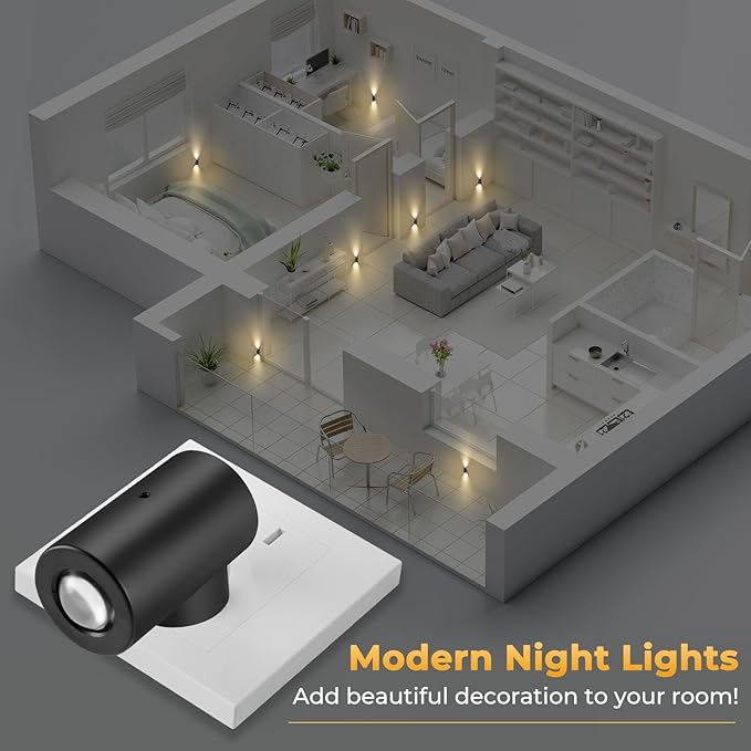 TSEXES LED Night Lights Plug into Wall,Dimmable Plug in Night Light, Dusk to Dawn, 0-200LM Bright Nightlight Auto-On/Off, 3000K Night Lights for Bedroom Hallway Stairway, 4 Pack
