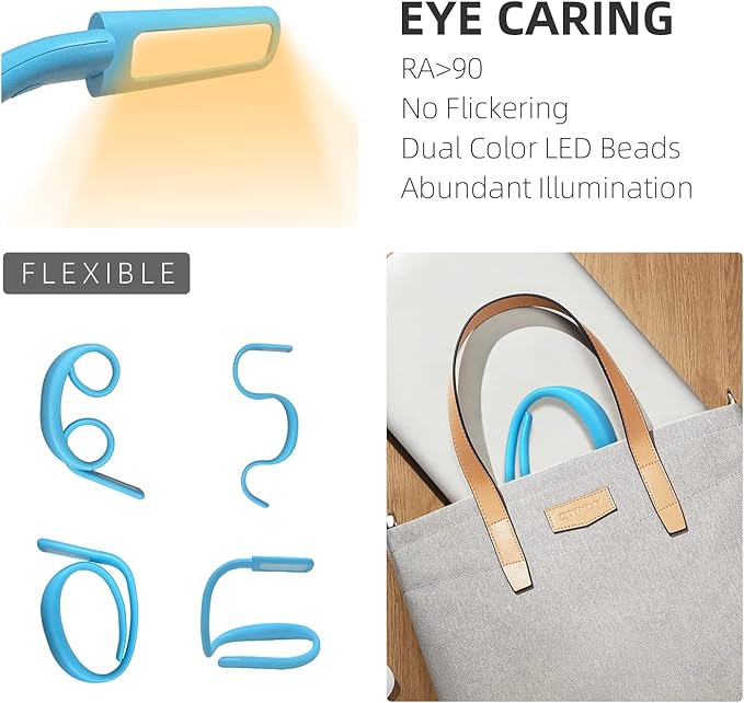 LED Neck Light with Adjustable Brightness, Book Lights for Reading in Bed, 3 Color Modes, Bendable Arm Design for Reading, Repair, Camping, Walking, Knitting, Night Running (2 PCS)