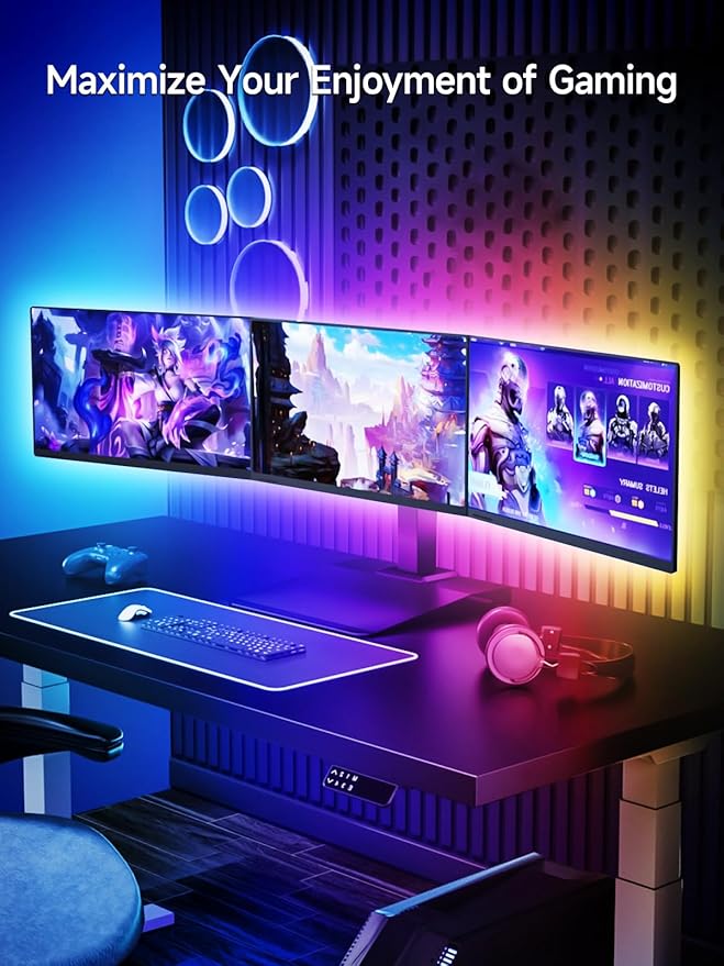 Tyute TV LED Lights, 16.4ft LED Lights for 45-75 Inch TV Behind Lighting, RGB Color Changing TV Backlight with APP & Remote Control, Music Sync USB LED Strip Light for Bedroom Gaming Room Decor