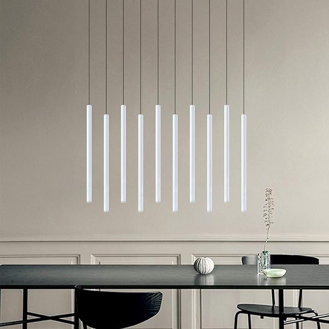 CANALIS 10 Mini Pendant Lighting White - LED Hanging Light Fixture for Kitchen Island, Bar, Foyer - Cluster Pendants - Dimmable, Adjustable Wire, Lamp Bulb Included