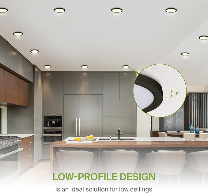 ASD LED 7" Round Flush Mount Light | 15W 1220LM 3000-5000K 120V | 3CCT, Dimmable, Ultra Slim, ETL Listed | Thin Surface Lamp, Bedroom Ceiling Lighting | Bronze, 6 Pack