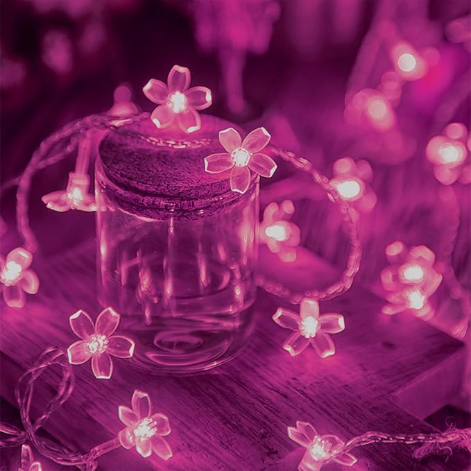 Pink Cherry Blossom Fairy Flower Lights, USB/Battery Operated Floral Lamp | Decorative Flower String Lights For Bedroom,Christmas, Easter, Wedding, Party, Birthday, Valentine'S Day Indoor Outdoor Decor