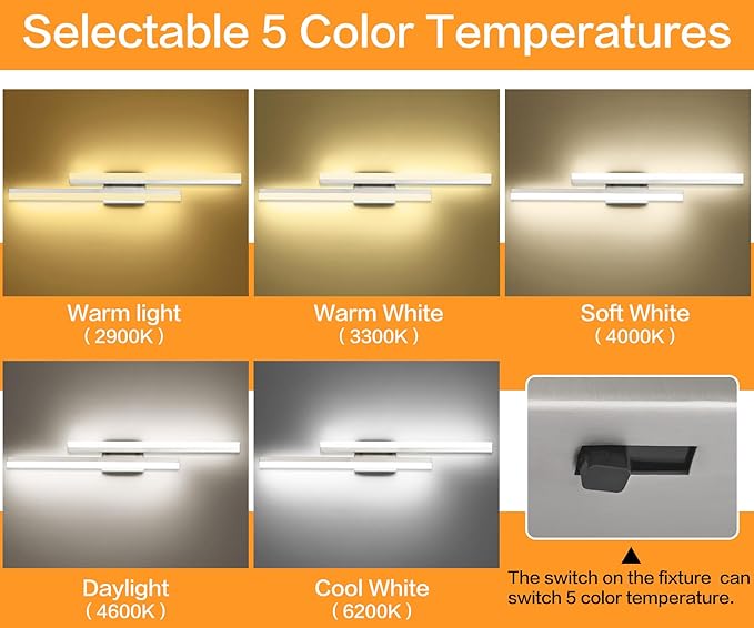 PRESDE 32 Inch LED Vanity Light Bar, Brushed Nickel Bathroom Light Fixtures Modern Bath Lighting Over Mirror 5CCT